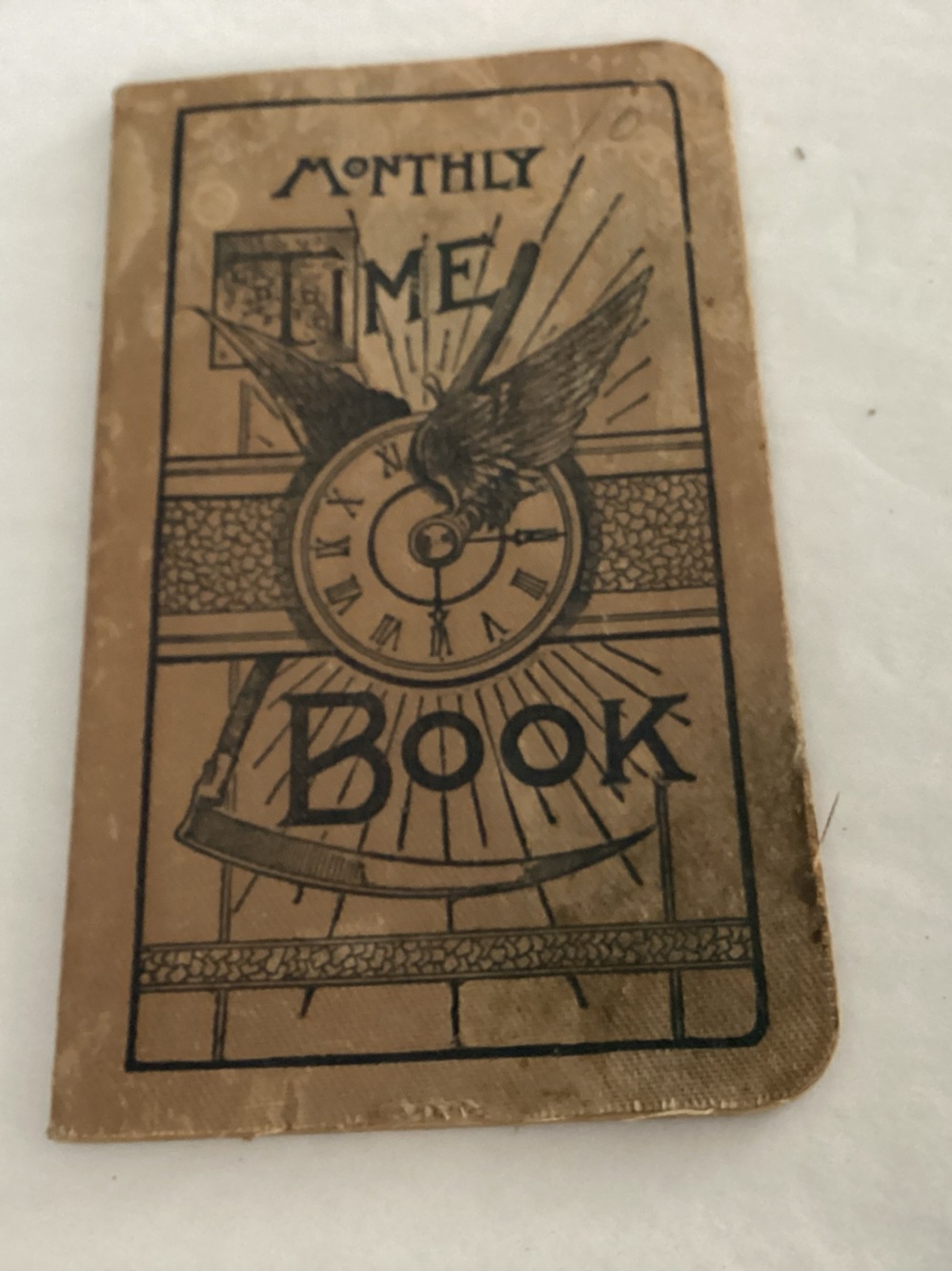 Antique late 19th Century-early 20th Century. MONTHLY TIME BOOK Table of Wages